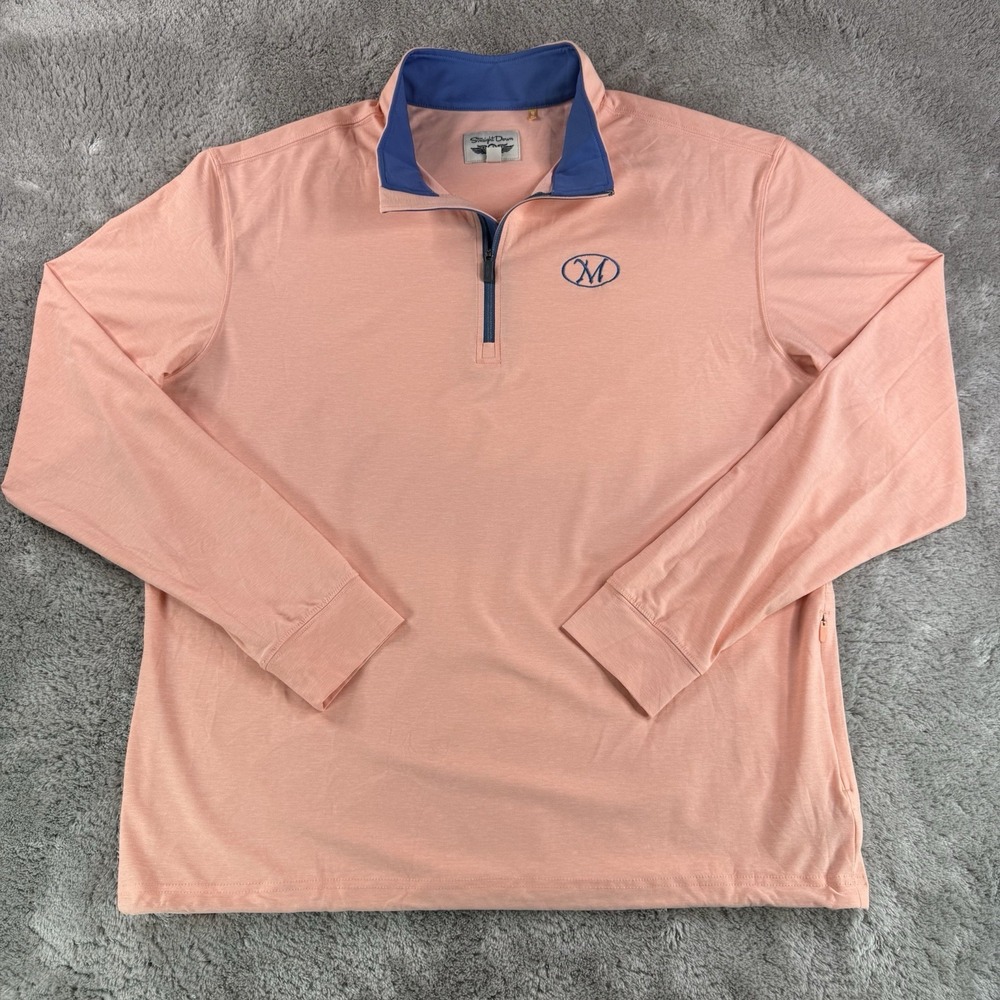 Straight Down 1/4 Zip Pullover Mens Large Pink Blue Stretch Golf Performance